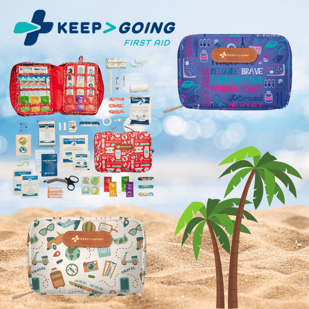 SAnd Water Blue Sky Palm Trees KeepGoing First Aid Kits