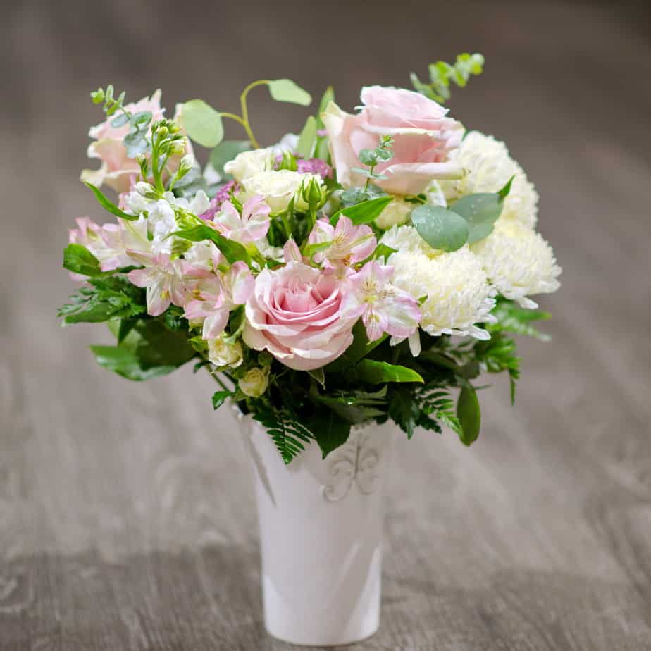 Pink Roses with White Mums