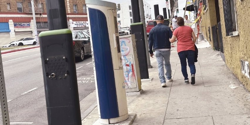abandoned low-income EV car sharing BlueLA EV charging station in Koreatown Hoover Street
