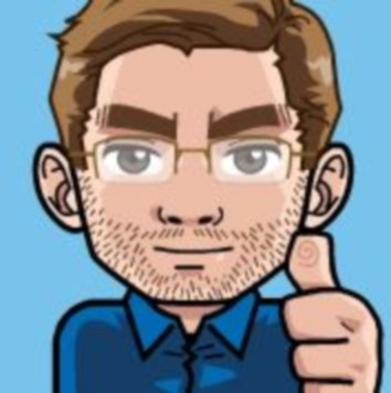 Un avatar cartoon d'un homme tech avec lunettes, expression confiante, montrant le pouce levé, représentant la passion pour le gaming et la technologie.
