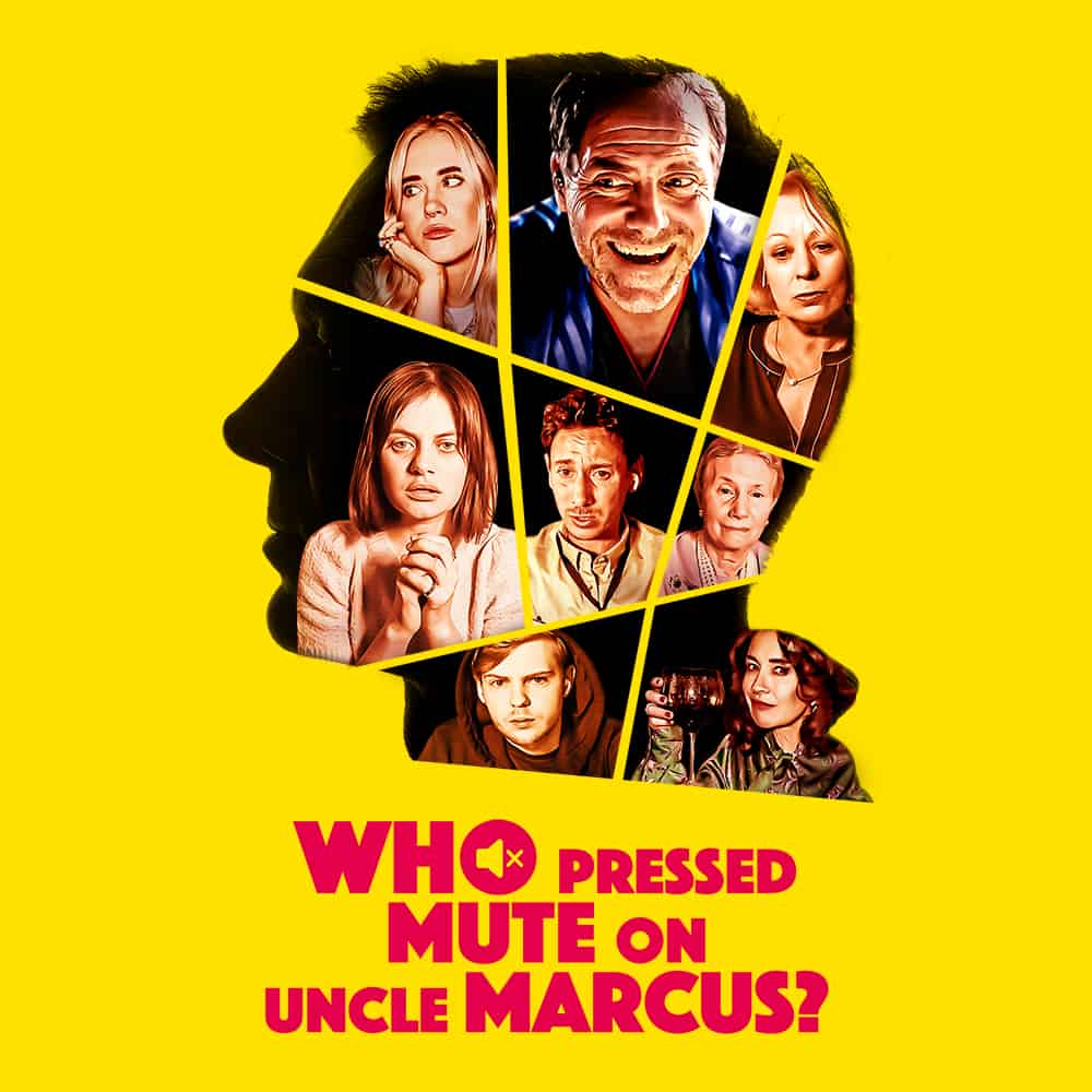 Portraits de personnages variés dans un collage d'images colorées avec un profil humain stylisé en fond jaune.