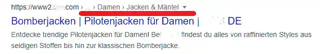 Breadcrumb Navigation in der Google Suche
