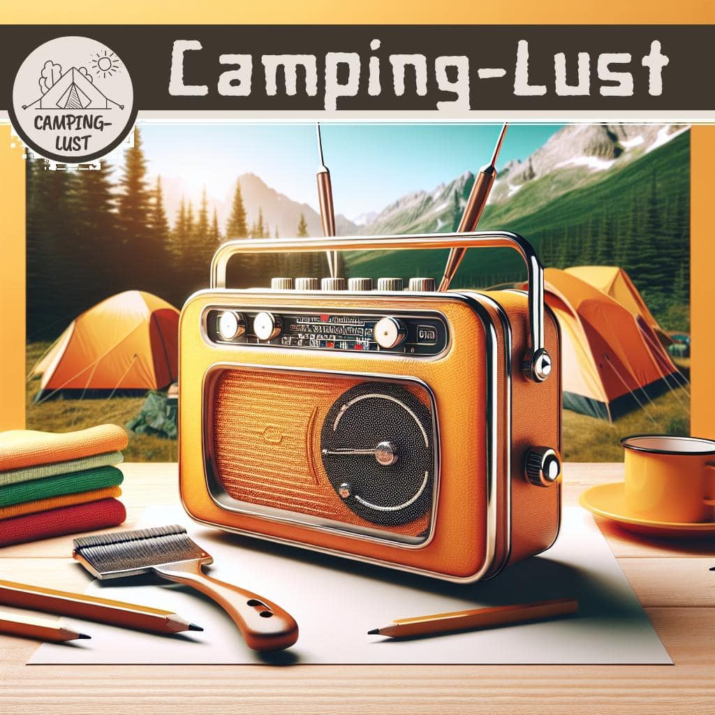 Ein Bild eines Campers, der ein Kurbelradio benutzt, um Signale in der Wildnis zu empfangen.