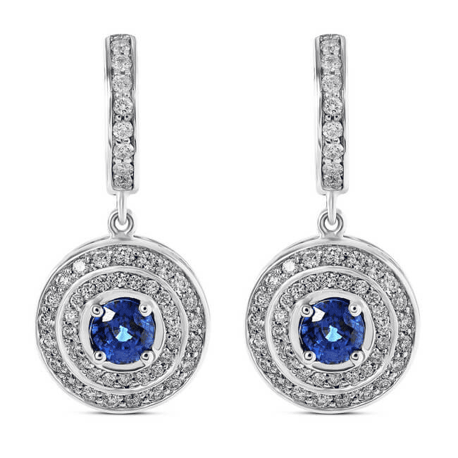 Blue Sapphire and Diamond Dangle Earrings
