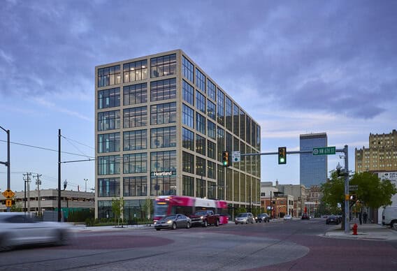 Heartland Headquarters, a seven-story mixed-use office building in Oklahoma City's Automobile Alley Historic District.