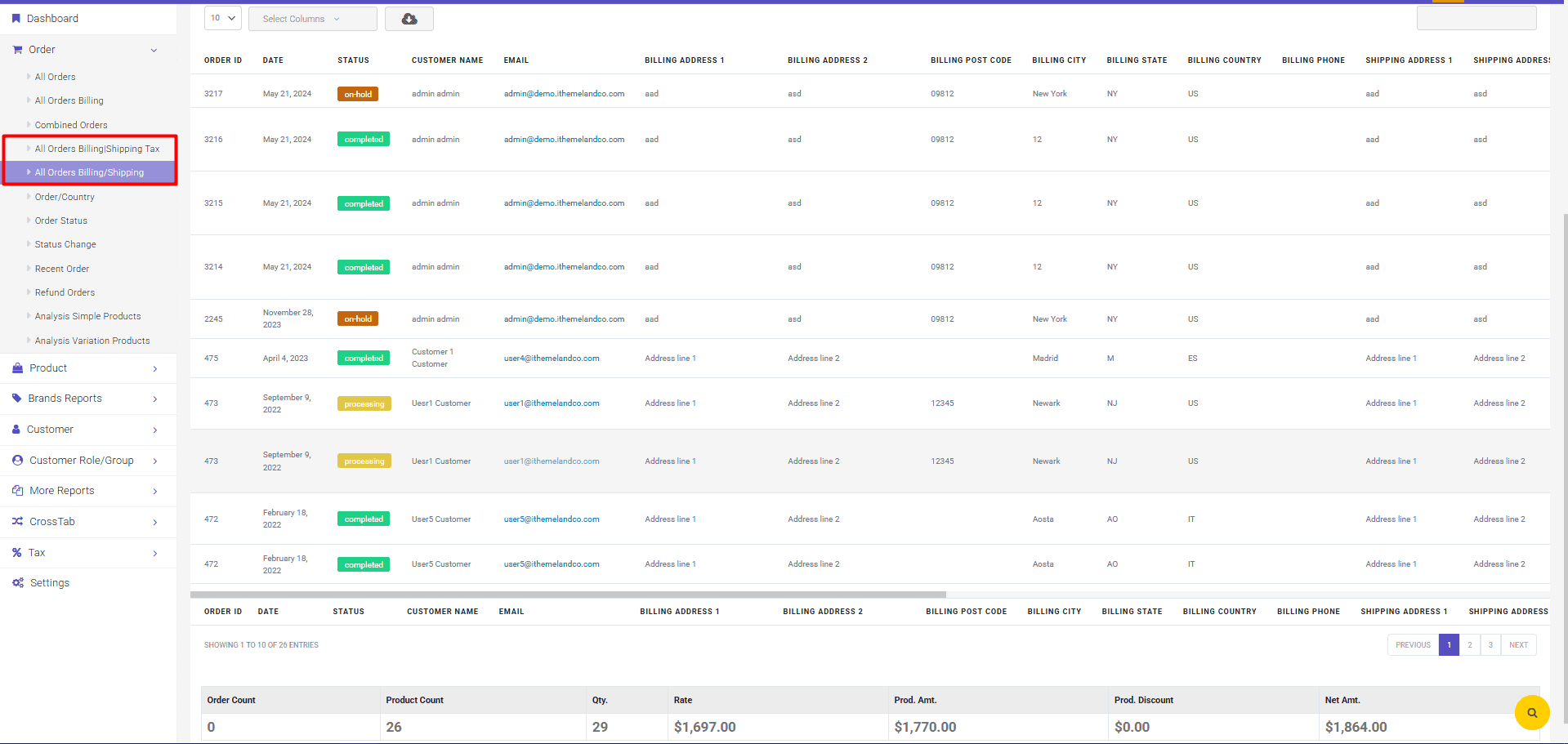Create report based on shipping metrics