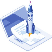 Rocket out of laptop illustration