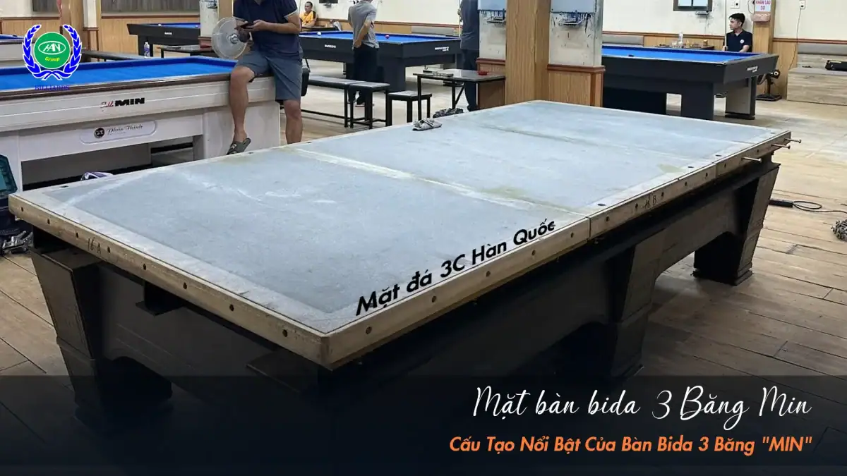 Bàn bida 3 băng MIN sử dụng mặt đá Hàn Quốc | Bida Hoàng Anh Nam Group