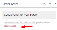 WooCommerce delete order private note