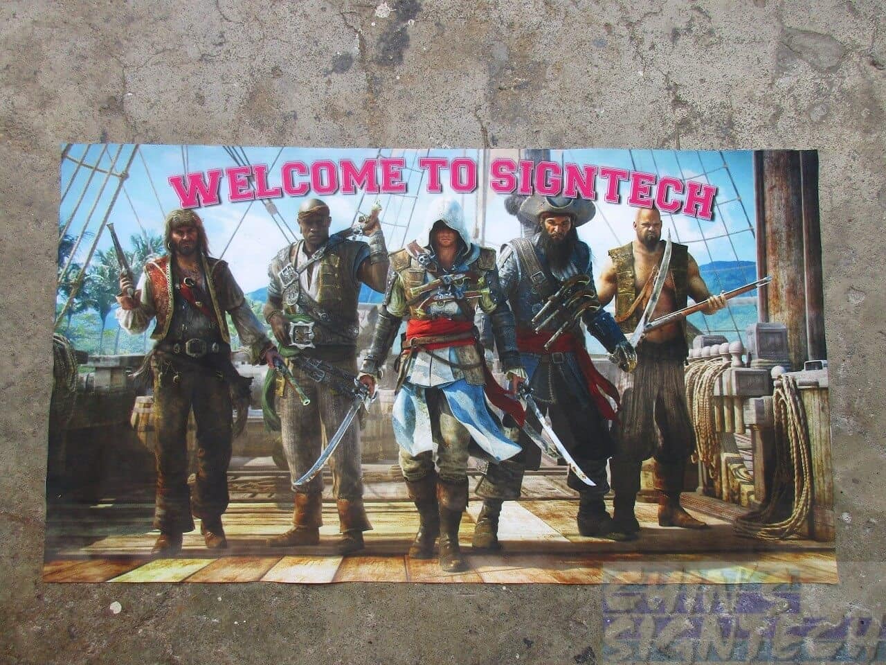 Digital textile on Assassins Creed with Pirates - welcome to signtech