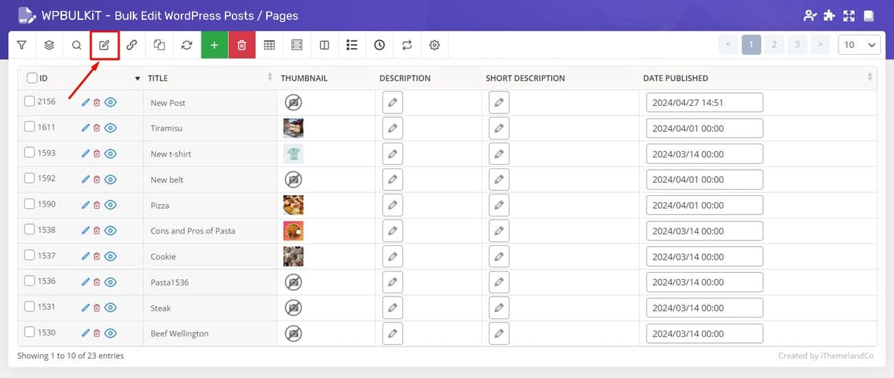 Click on “Bulk Edit” button in WordPress bulk post editing plugin