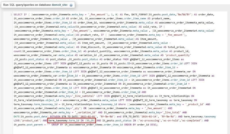 PHP code in product category sales report programmatically in WooCommerce