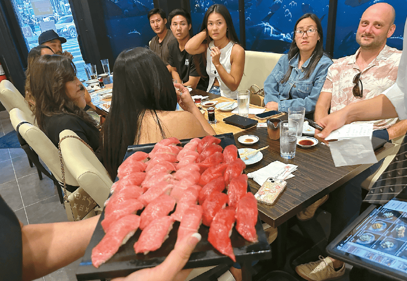 Fresh sushi served during Sushizanmai Koreatown soft opening event on July 31