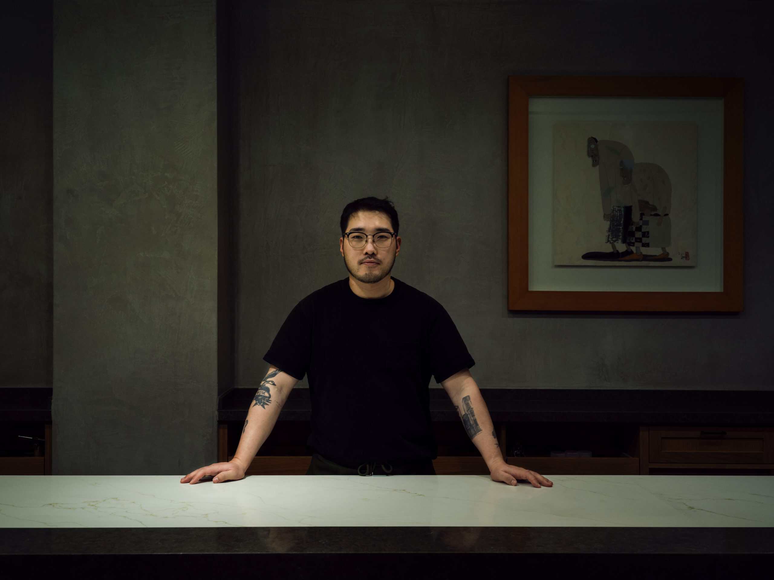 Chef Ki Yong Kim stands inside Restaurant Ki in Little Tokyo
