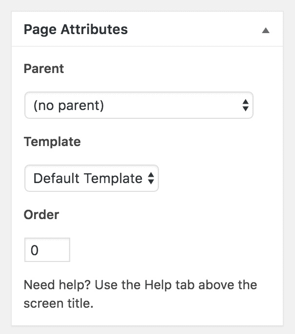 Page attribute meta box in WordPress