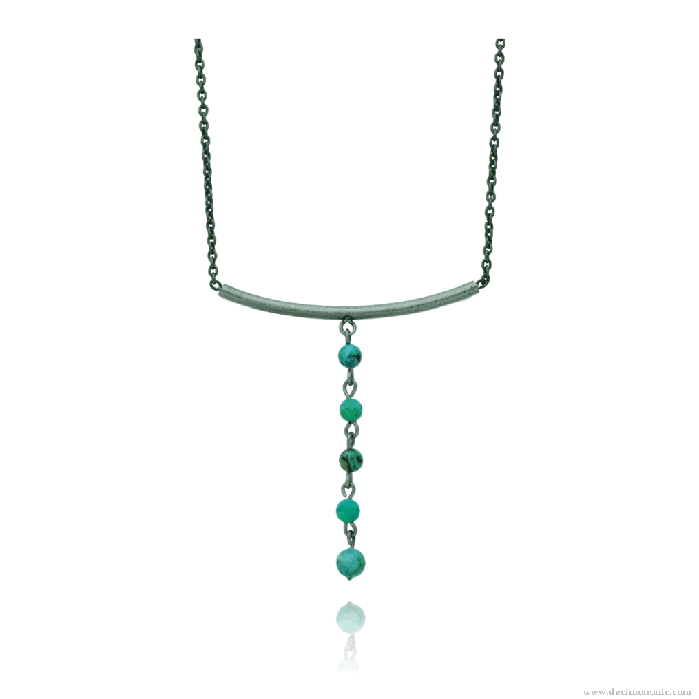 Titanium necklace with five variscite beads - Variscia Collection by Decimononic