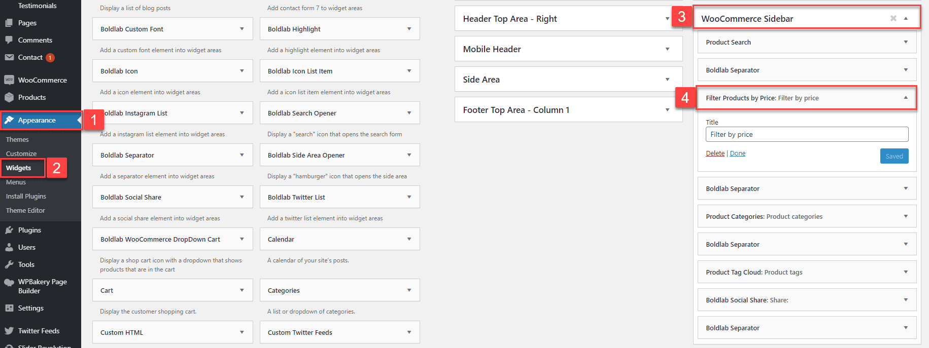 Enable the WooCommerce price filter widget