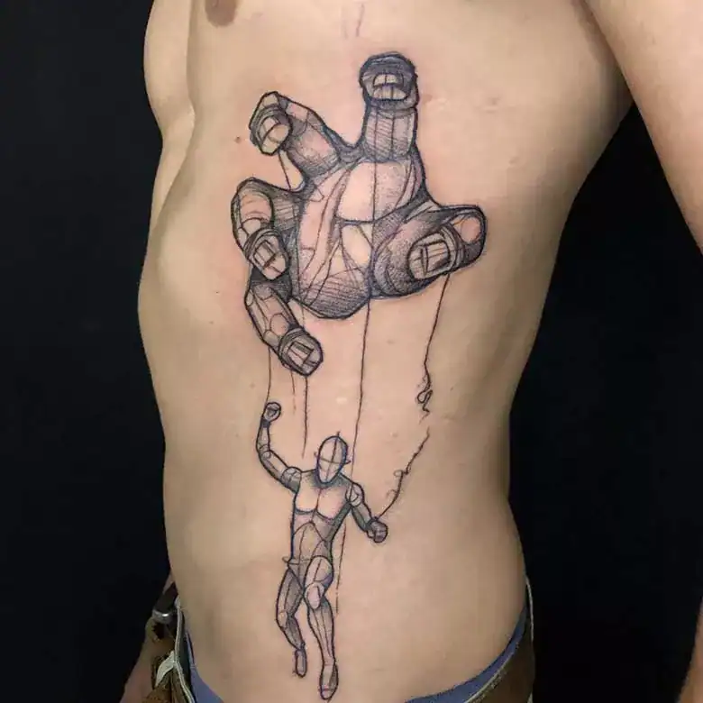 Sketchy, Watercolor Tattoos sketchy puppet master tattoo münchen