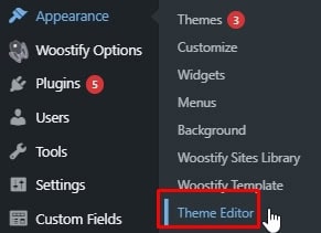 Open wordpress theme editor