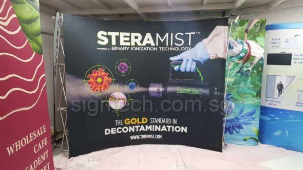 3 x 2.25m Fabric pop up display Curve shape