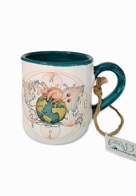 Tazze Da Caffè Con Gatti E Pesci - Set 2 Tazze In Porcellana Da 370ml, Regalo Per Amanti Degli Animali - Foto 3