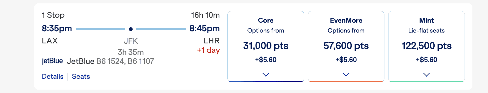 JetBlue Buy Points Up to 125% Bonus Through April 18, 2026 4 The price of the same ticket when paying in points