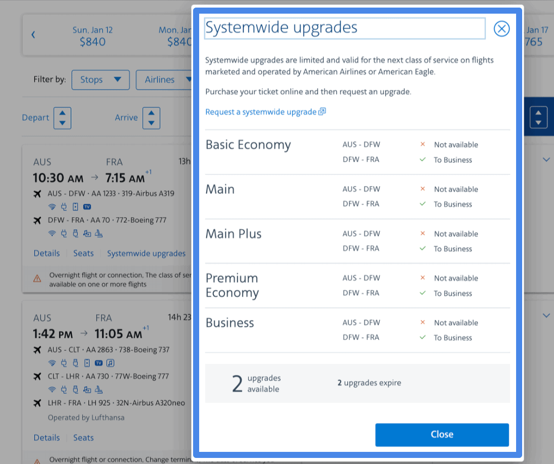 AA Systemwide Upgrades (SWUs) in AAdvantage: How They Work, Who Gets Them, How Use 7 image 32
