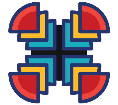 Structured icon with layered elements representing interconnected systems, alignment, or integrated planning