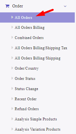 select all orders section in Orders menu