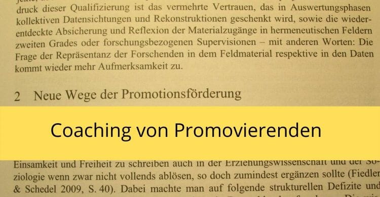 Coaching für Promovierende 1 Coaching von Promovierenden