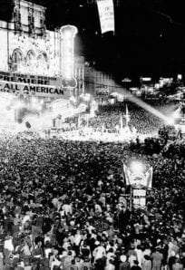 Rockne Premiere (1) Crowd gathered outside Grauman's Chinese Theatre during the Hollywood Hollywood Stars Parade, late-night event at the historic cinema.