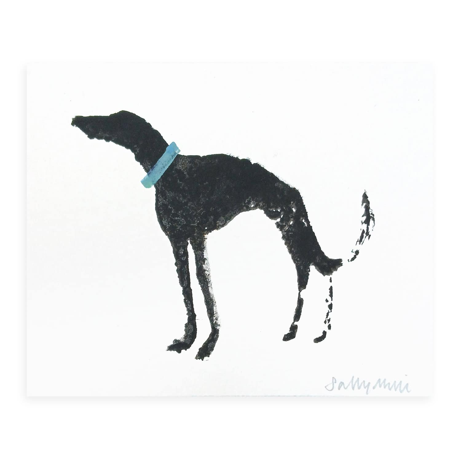 4706C Black Hound with Teal Collar – Sally Muir