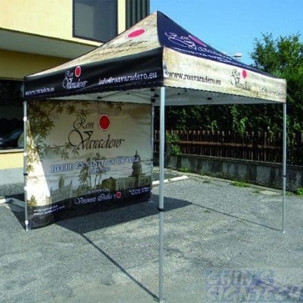 Custom pop up gazebo with 1 full back wall