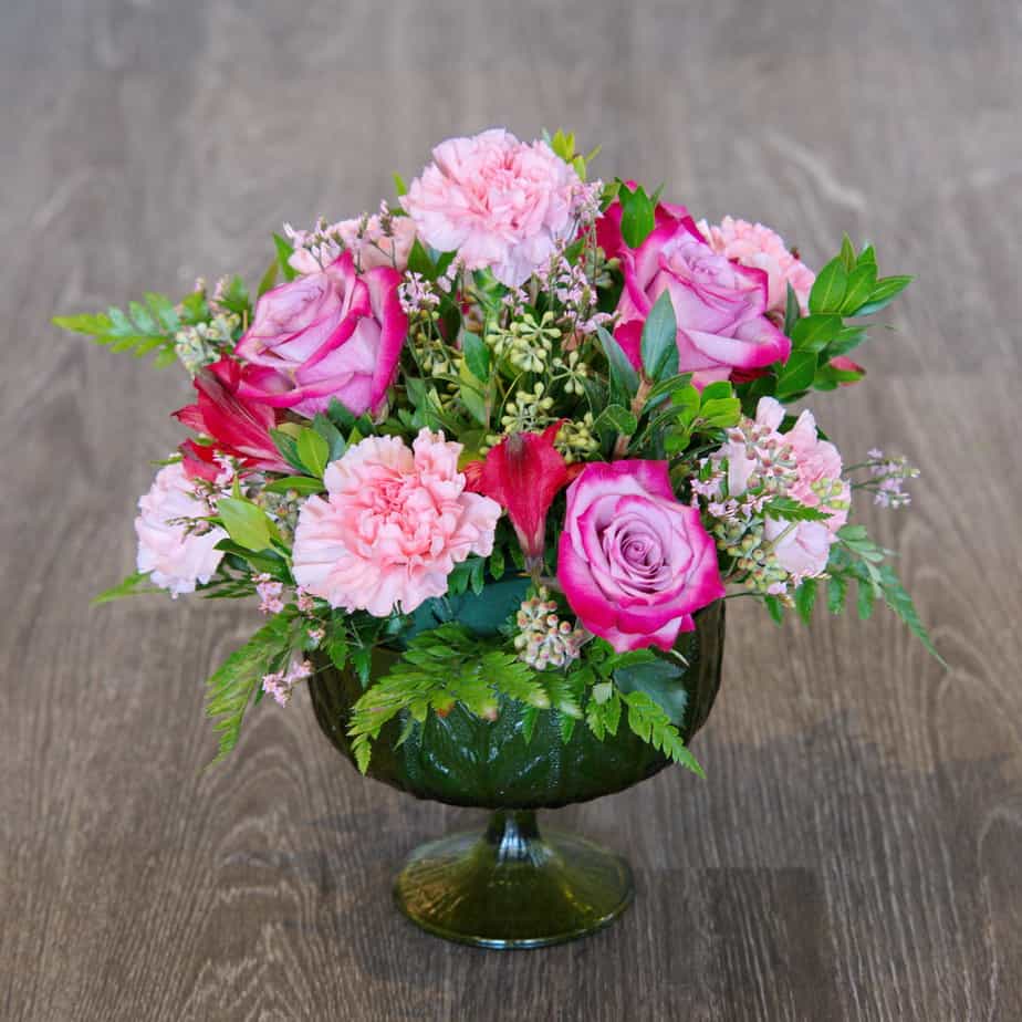 Pink Rose & Carnation Centerpiece