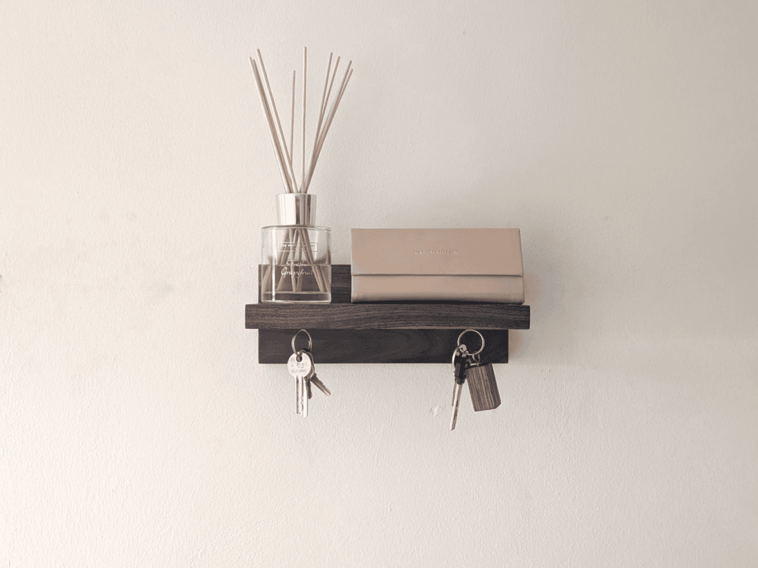 Black Walnut Key shelf - straight view
