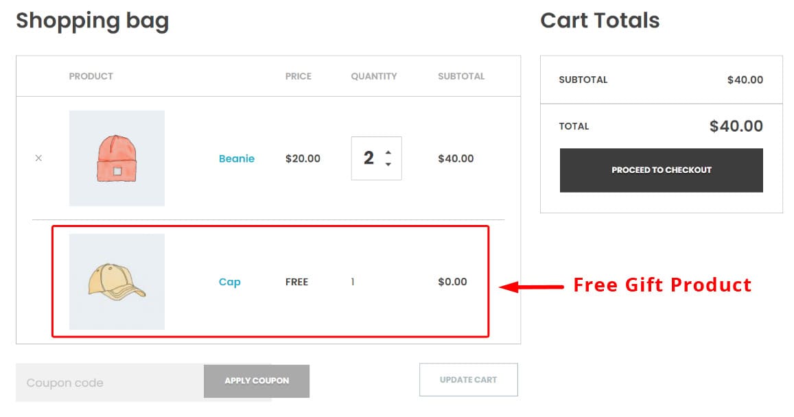 get product on first purchase sample one front view