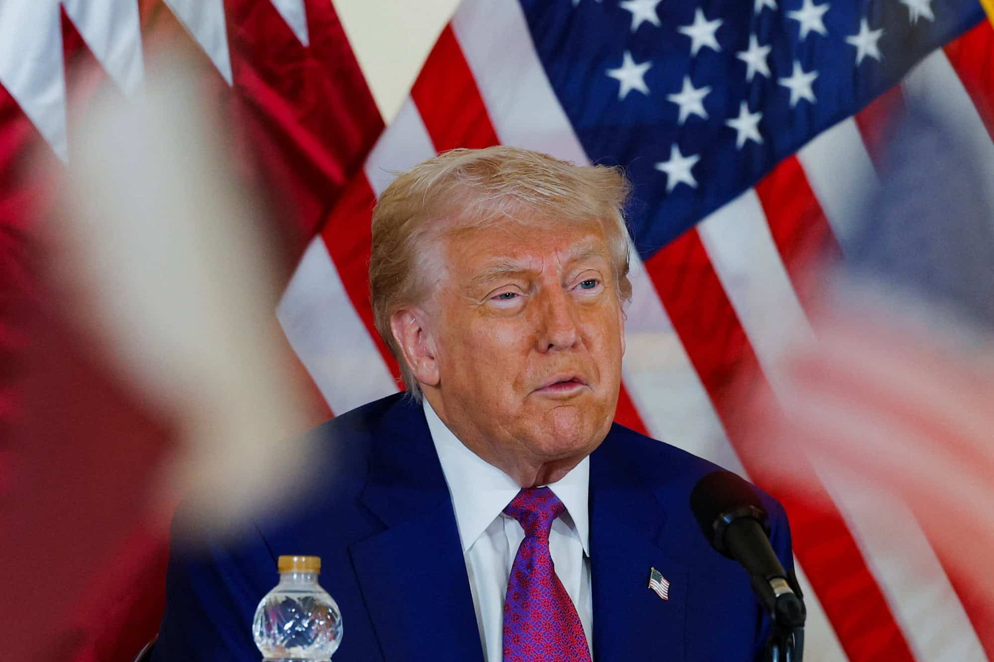 U.S. President Donald Trump speaks during a roundtable discussion in Doha, Qatar, May 15, 2025. REUTERS/Brian Snyder/2025-05-15 16:02:08/
