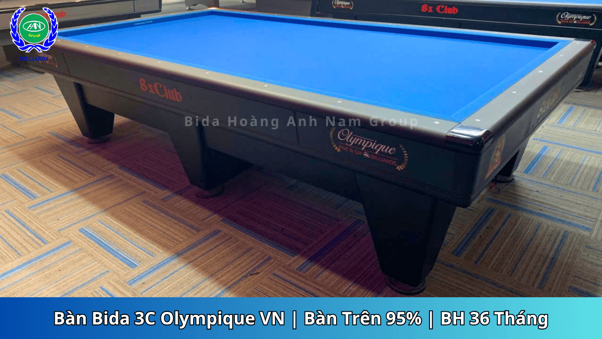 Bàn Bida 3C Olympique VN, Bàn Trên 95%, BH 36 Tháng | Bida Hoàng Anh Nam Group