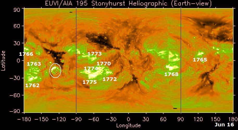 Sonneneruption auf der Rückseite + Neue Aktive Region 1775 2 Stonyhurst Heliograph AIA/EUVI