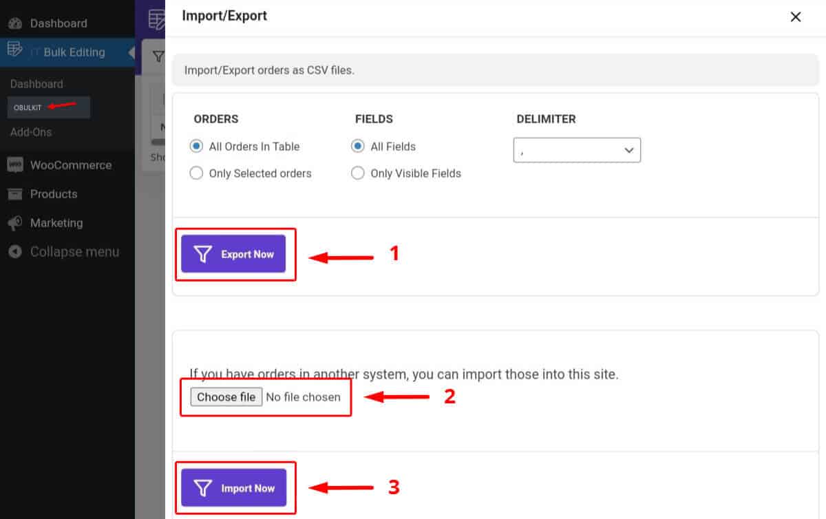 export import woocommerce orders