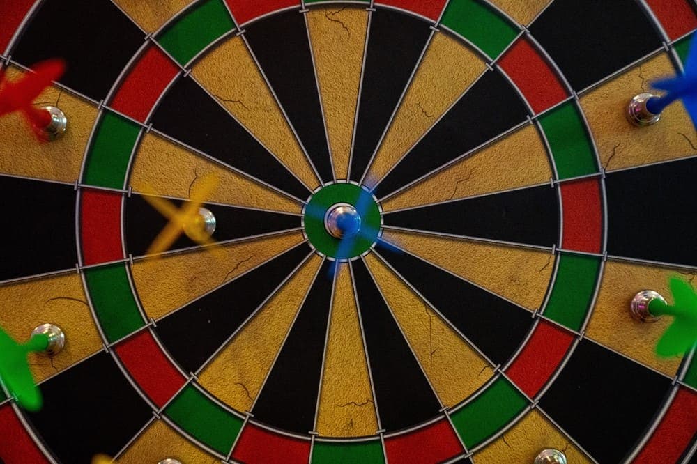 A dartboard with magnet darts