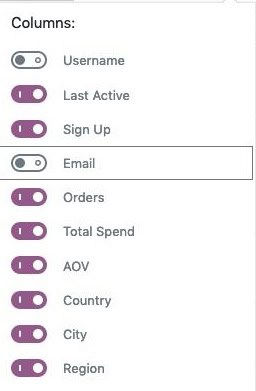 customize columns report
