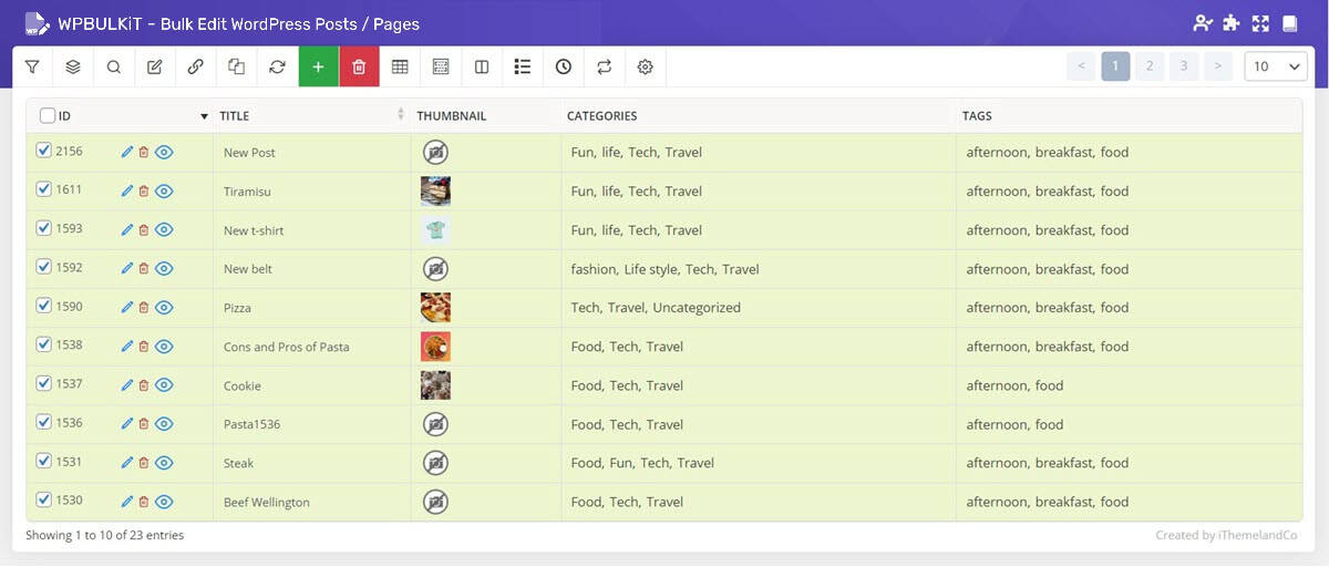 display all changes in WordPress bulk post editing plugin