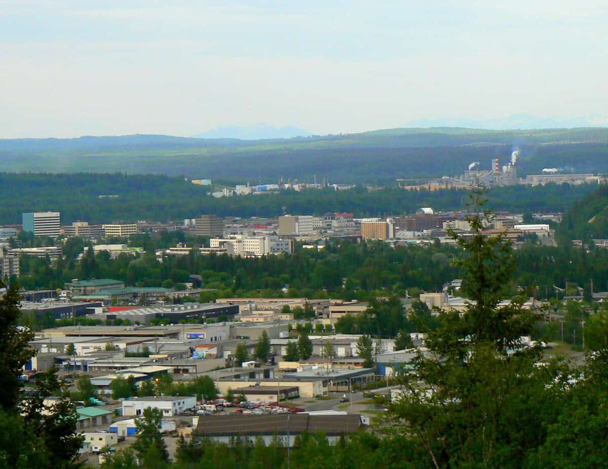 Prince George, British Columbia, looking east from University Hill, 2011. All four of Legebokoff's victims were killed i