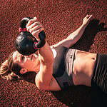 Coach Becky strength training with kettlebell