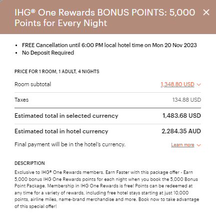 Example using bonus points package