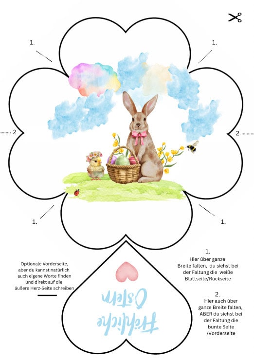 Bastelvorlage für Ostern, süße Klappkarte für Kinder