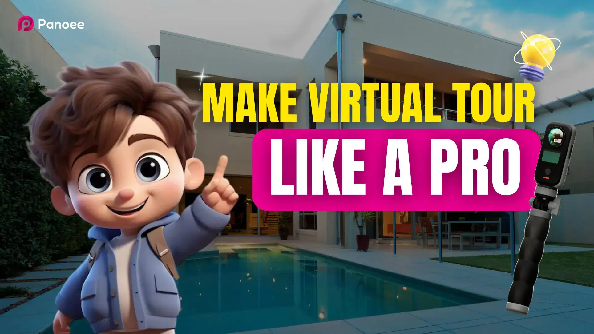 Virtual tour creation with Panoee for real estate, showcasing 3D home walkthroughs and immersive property presentations for professional marketing.