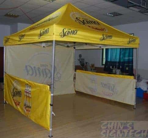 3x3 pop out tent with full back wall and 2 half wall printing