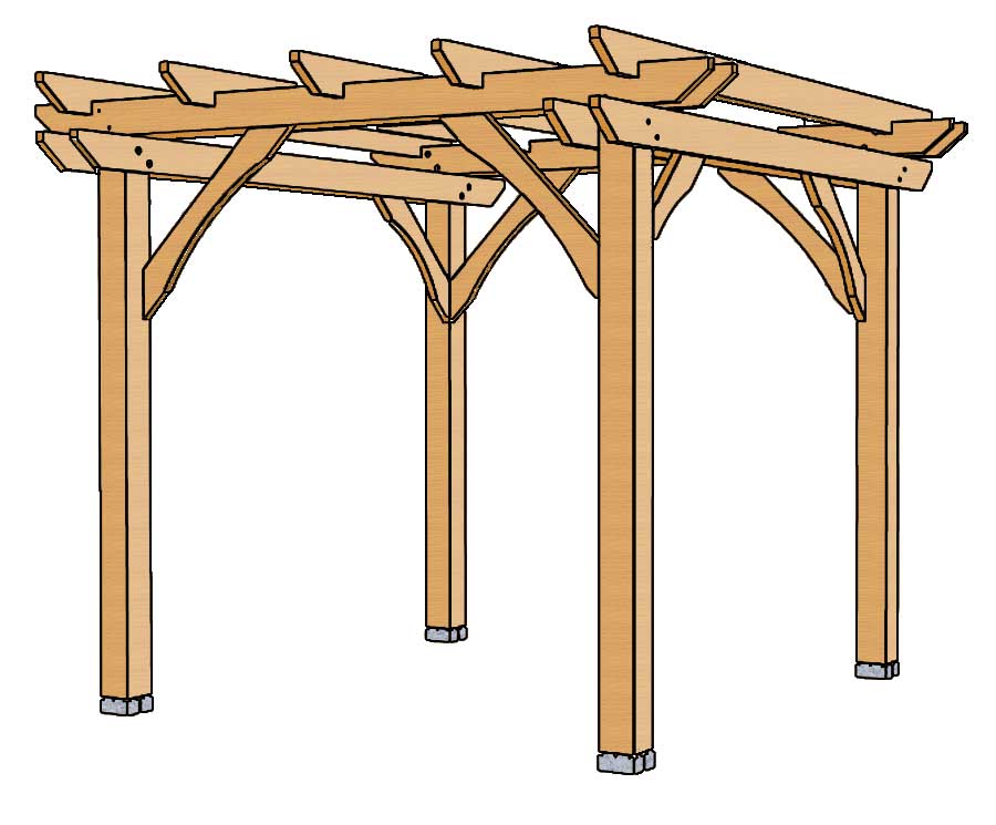 Eckverstrebungen zum Aussteifen der Pergola